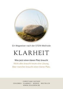 Bild des Wegweisers Monatsstein Klarheit. Ein beschreibbarer PDF Wegweiser der Zenioren