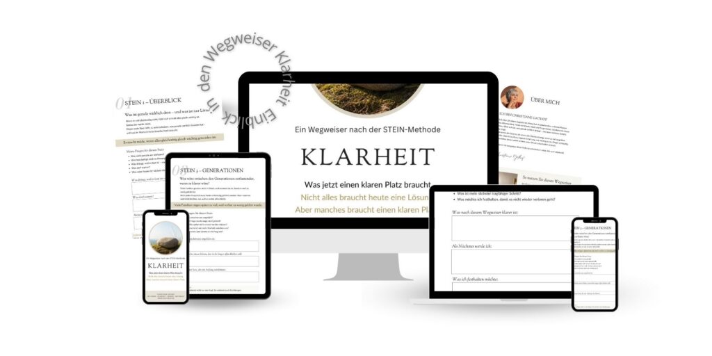 Bild des Wegweisers Monatsstein Klarheit. Ein beschreibbarer PDF Wegweiser der Zenioren
