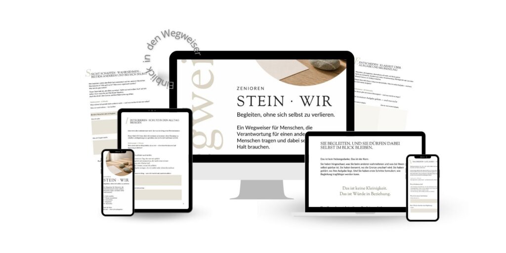 Einblick in den Wegweiser STEIN - WIR. Begleiten ohne sich selbst zu verlieren.
