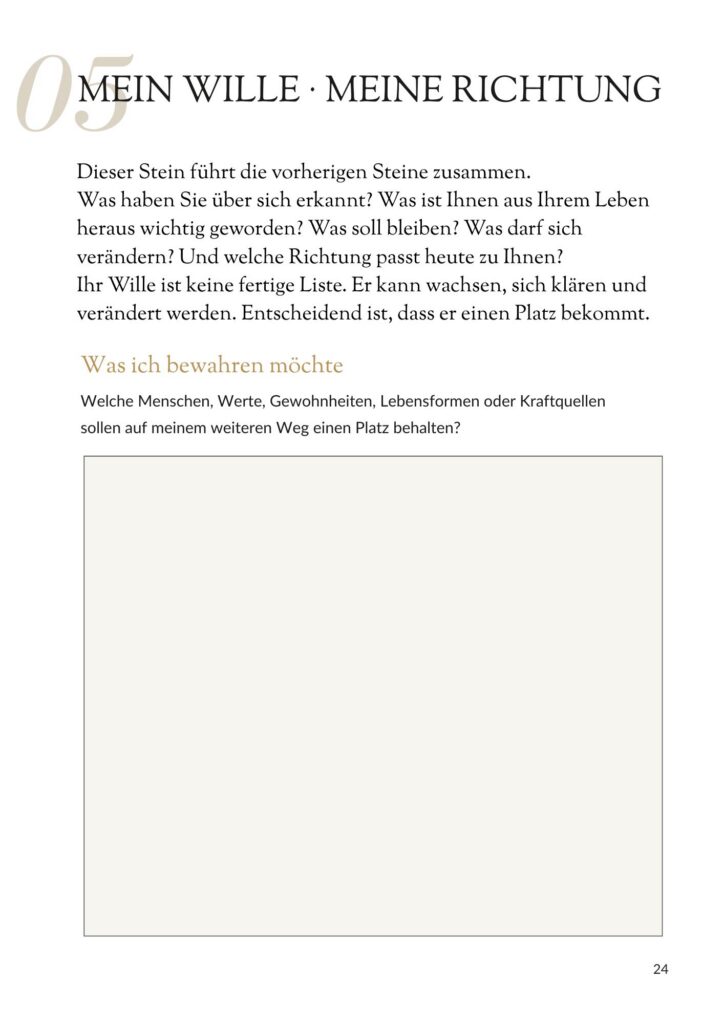 Einblick Zenioren Wegweiser "Meine Geschichte. Meine Steine. Mein Wille
