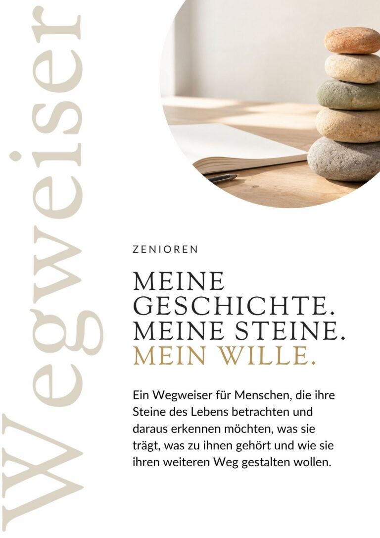 Deckblatt Zenioren Wegweiser "Meine Geschichte. Meine Steine. Mein Wille