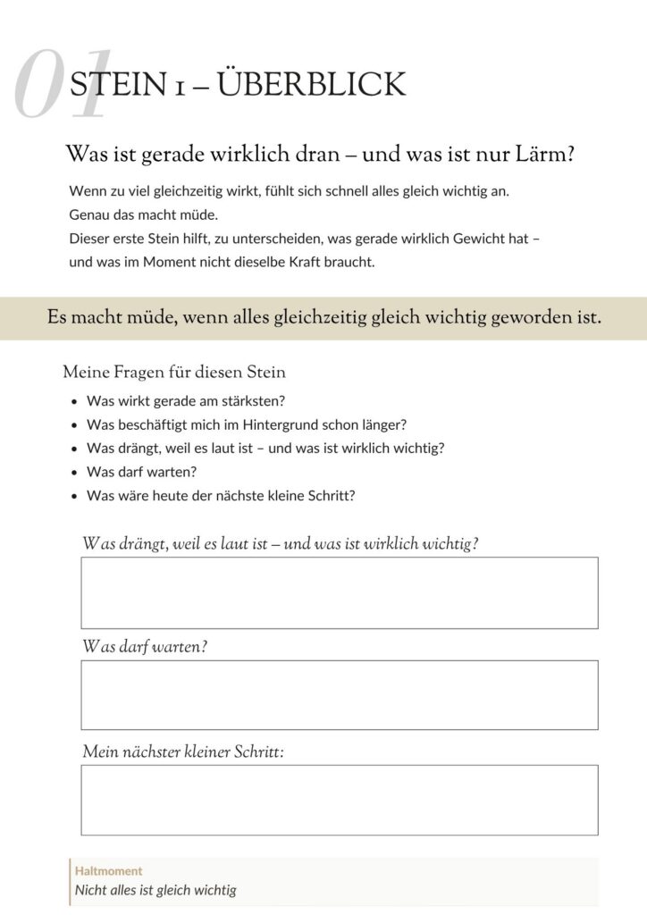 Einblick in den Stein Klarheit. Ein Zenioren-Wegweiser für mehr Klarheit im Älterwerden und Begleiten