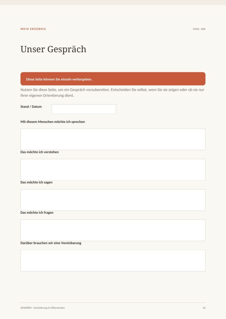 Deckblatt Wegweiser Stein WIR - Zenioren. Begleiten ohne sich selbst dabei zu verlieren