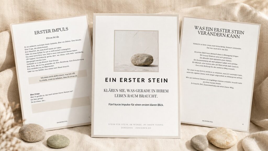 Bild als Einblick in "Ein erster Stein". Bevor das Wesentliche ungesagt bleibt. Ein kostenloser Impuls der Zenioren